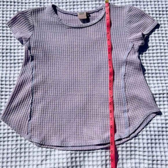 For All Seasons by Paper Crane Waffle Knit Short-Sleeve Top with Curved Hem - Picture 12 of 16